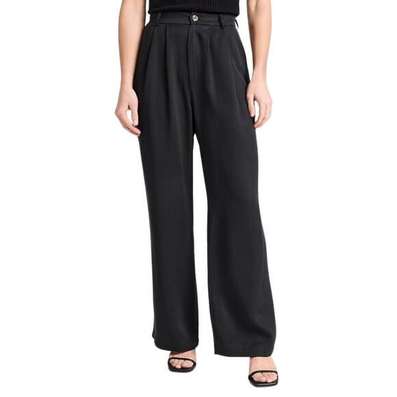 Reformation Pants Womens Size 8 Black Mason Pleated High Rise Trousers Preppy - Picture 1 of 14